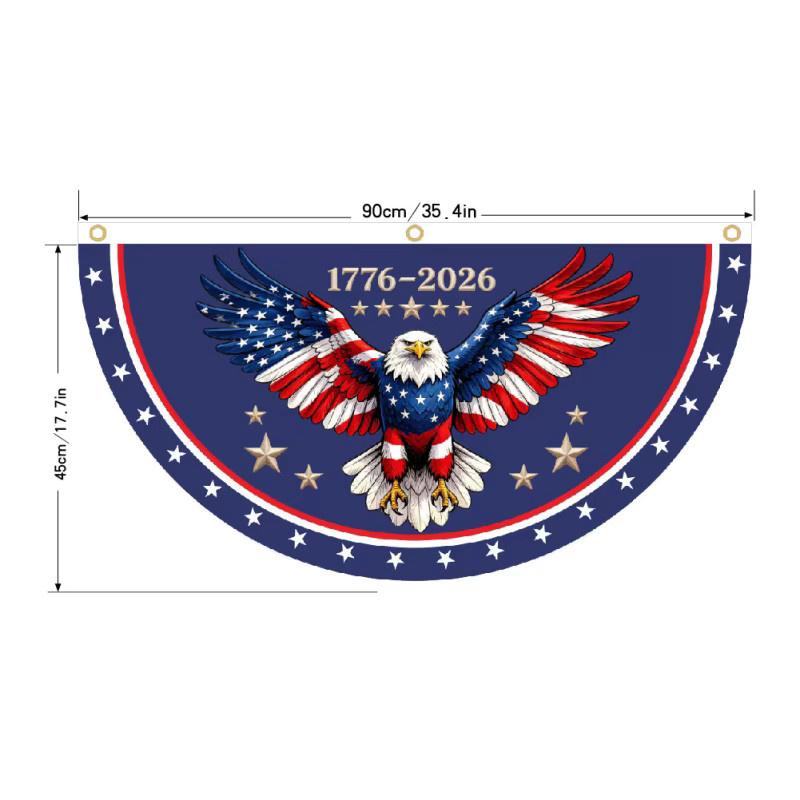 VIKAMA Amerikanische Flagge als fächerförmige Dekoration in Rot, Weiß und Blau aus Polyester zum Aufhängen - Bild 3
