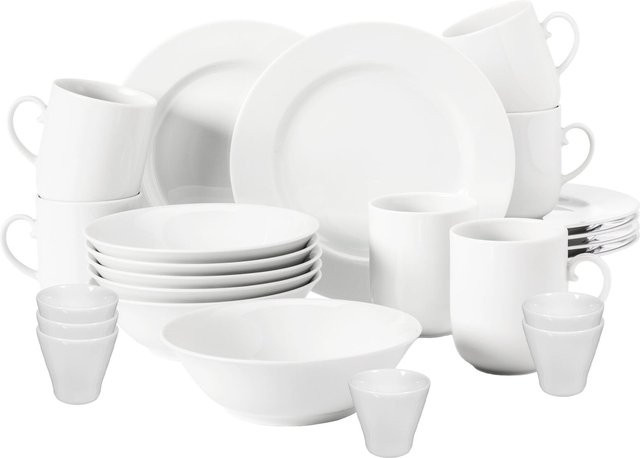 Seltmann Weiden Frühstücks-Set Rondo/Liane aus Porzellan, 24er Set, Weiß - Bild 1