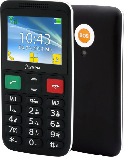 Olympia Komfort-Mobiltelefon LUX in Schwarz mit 2,4 Zoll Farbdisplay, Großtasten, SOS-Taste, Dual-SIM, Kamera und Bluetooth - Bild 2