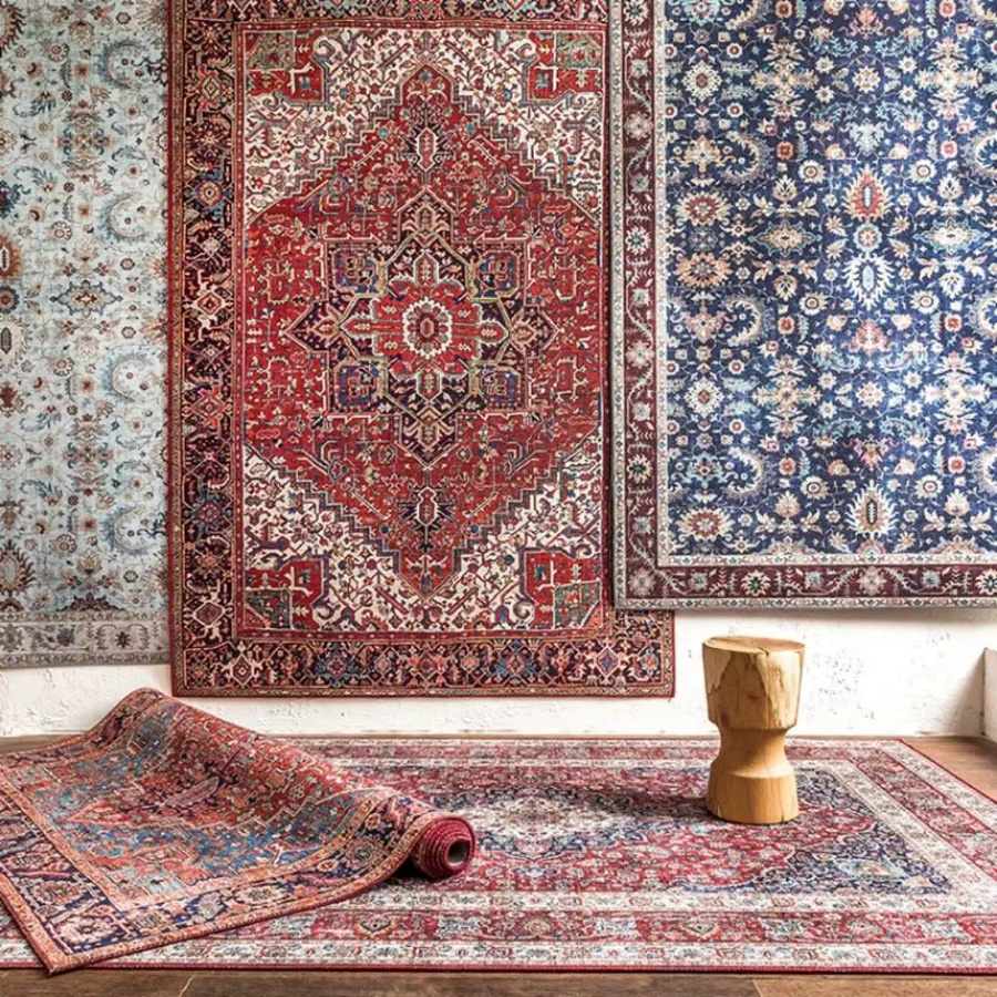 VIKAMA Retro Teppich im orientalischen Design, Plüsch Bodenmatte für Wohnzimmer und Schlafzimmer, Multicolour - Bild 3