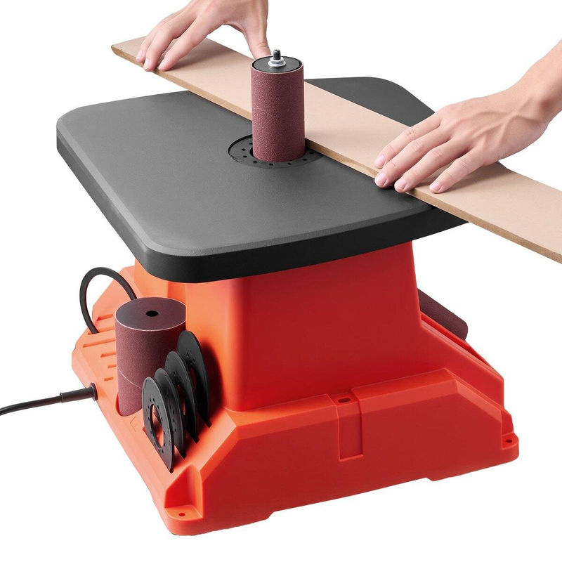 Oszillierender Tisch-Spindelschleifer von Buying Solutions, MB in Orange mit 2000 U/min, 16 mm Hub und Arbeitstisch Breite: 39,0 cm, Tiefe: 42,5 cm, Höhe: 42,0 cm sowie 6 Schleifhülsen - Bild 8