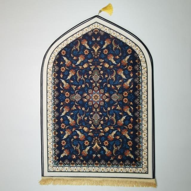 Gebetsmatte FREIHAUS in Blau mit orientalischem Design, rutschfeste islamische Flanell-Gebetsmatte aus Polyester, B/B: 65 x 110 cm - Bild 1