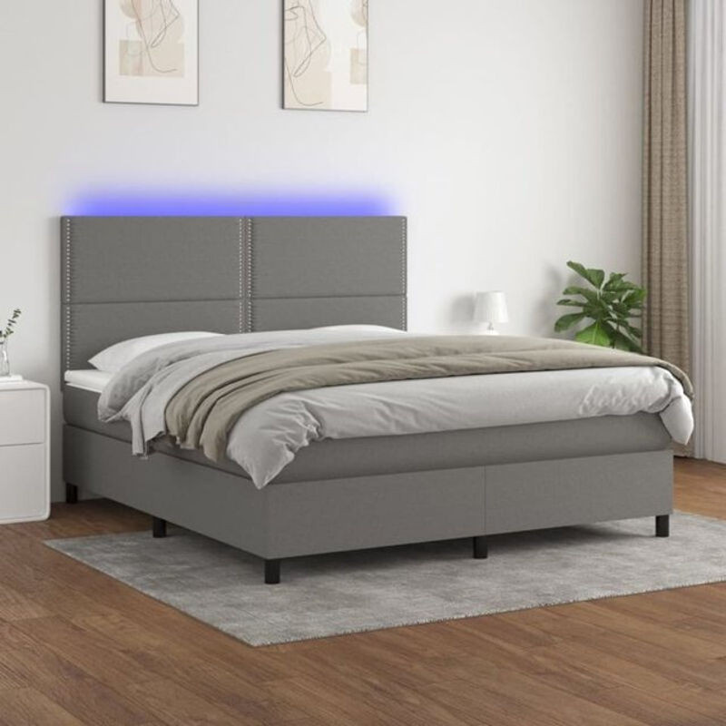Vidaxl Boxspringbett mit Matratze in Grau und Weiß aus Stoff, B/T: 180 x 200 cm - Bild 1