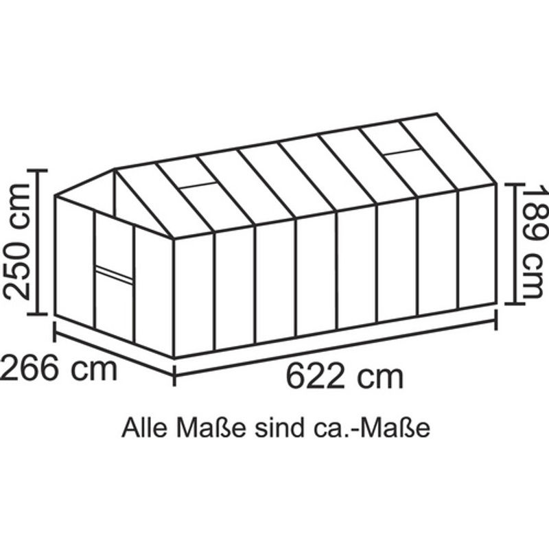 Vitavia Gewächshaus Zeus mit 15,7 m² Fläche, silberfarben, Aluminium eloxiert und Polycarbonat-Platten - Bild 2