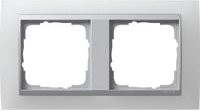 Gira Abdeckrahmen zweifach mit Zwischenrahmen und Aluminium-Zierring Event Serie in Weiß und Silber - Bild 1