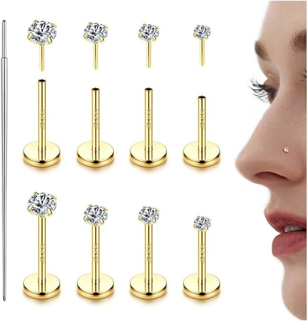 Drperfect Piercing-Set, 14K vergoldet, Edelstahl, Zirkonia, Unisex - Bild 1