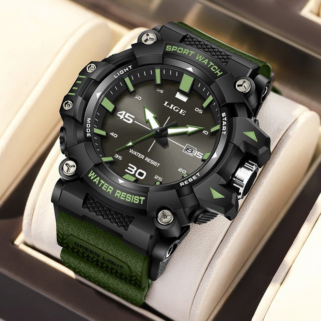 LIGE Armbanduhr Quarz, Schwarzblau, Herren, Datum, Leuchtzeiger - Bild 1