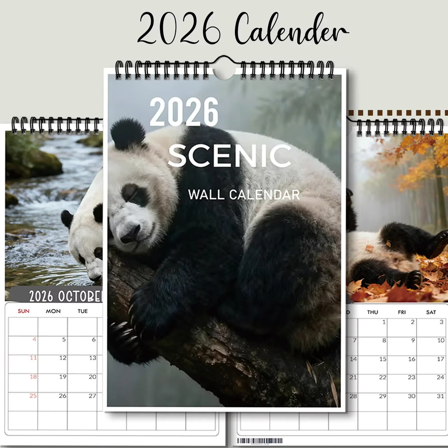 Bambus-Wald-Panda-Kalender in Multicolour aus Holz und Papier für deine Heimdekoration - Bild 2