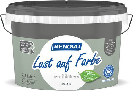 RENOVO Innenfarbe Lust auf Farbe Salbeibrise Grün, 2,5 l - Bild 1