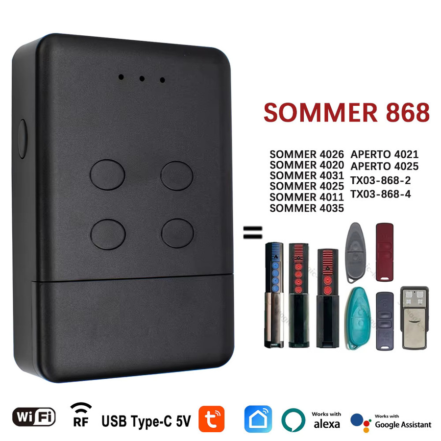 SOMMER Smart Gate Control SOMMER 868 Wireless Bridge WiFi Fernbedienung mit 868 MHz Handsender Dual-Control-Modus in Schwarz für Tuya Smart Life App und Alexa - Bild 2