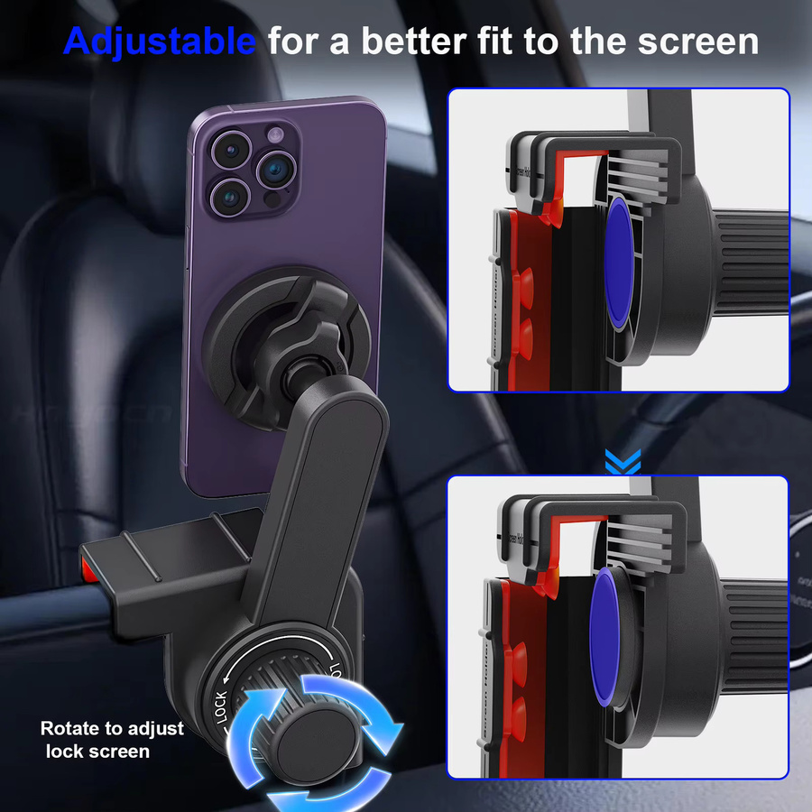 Homhu Magnetische Autotelefonhalterung für Tesla Model Y und Model 3, drehbare Stützhalterung für das Center Control Screen, Schwarz oder Orange - Bild 4
