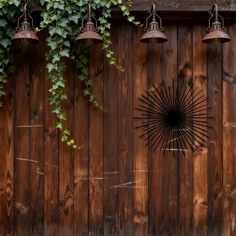 CIFBUY Moderne Abstrakte Metall-Wandkunst in Schwarz – Geometrische 2D Sonnenstrahlen Aluminium-Skulptur für dein Wohnzimmer, Schlafzimmer oder Büro - Bild 3