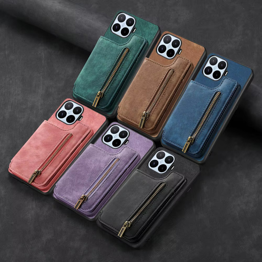 Luxus Lederhülle für Xiaomi 17T Pro 5G mit Reißverschluss-Brieftasche und Kartenhalter als magnetische Flip-Abdeckung in Grün oder Braun - Bild 6