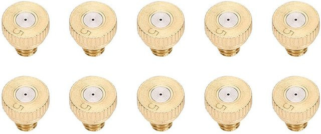 10er Set Messing Sprühdüsen für Niederdruck-Wasserzerstäubung mit 0,5 mm Düsenöffnung - Bild 1