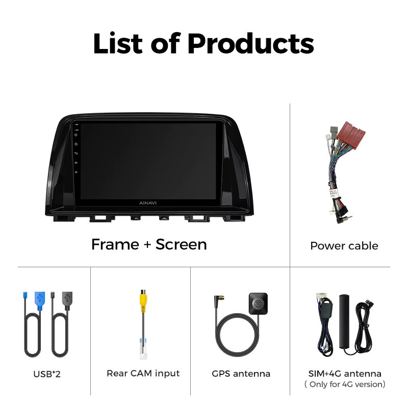 Ainavi Auto-Multimedia-Player für Mazda CX5 2012-2015 mit Wireless CarPlay, Android Auto, 4G und Wifi in Schwarz - Bild 2