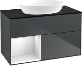 V&B Waschtischunterschrank Finion 100 in Weiß und Blau lackiert, Breite: 100 cm, Tiefe: 50,1 cm, Höhe: 50,1 cm - Bild 1