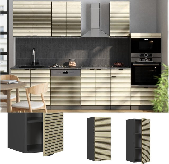 Vicco Hängeschrank Fame-Line Küche Anthrazit Eiche mit Soft-Close-Scharnieren und Regalböden, Breite: 30 cm - Bild 1