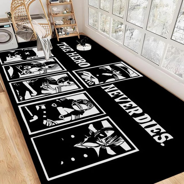 Rutschfeste Anime One Piece Luffy Badematte aus Polyester für Kinderzimmer, Schlafzimmer und Wohnzimmer, B/T: 60 x 90 cm, Mehrfarbig - Bild 1