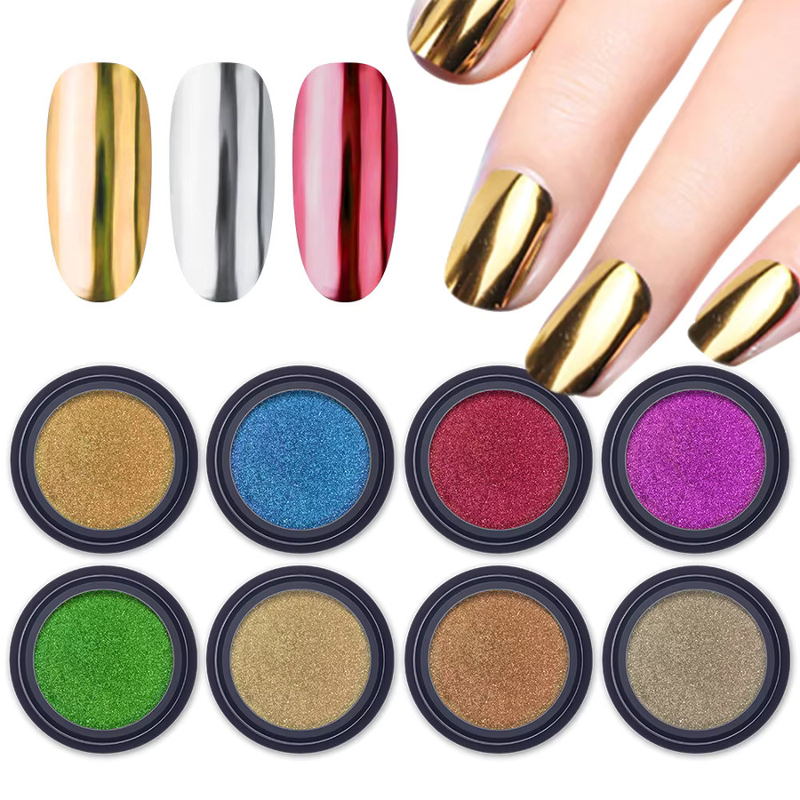 VERONNI Nagelpulver Metallic Chrom, 12 Farben, Glitter Pigment - Bild 2