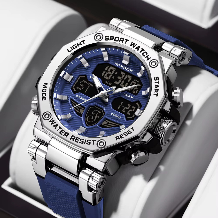 Lige Armbanduhr, Digitaluhr, Quarz, Blau, Silikon, Herren - Bild 5