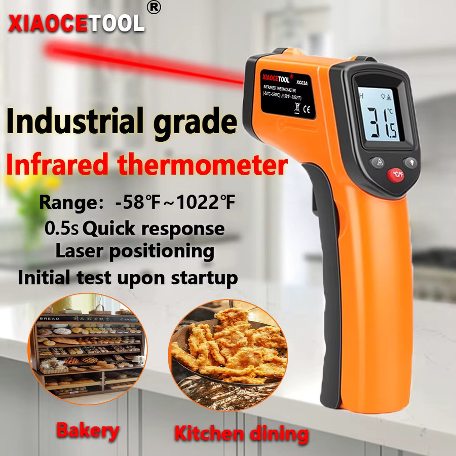 BSIDE Digitales Infrarot-Thermometer als berührungsloses Pyrometer für den industriellen Einsatz, Messbereich -50 bis 550 °C, Farbe: Orange - Bild 2