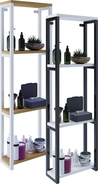 VCM Badezimmerschrank Bitila M im Industrial Style aus Holz und Metall, Wandregal H x B x T: 112 x 35 x 15 cm - Bild 1