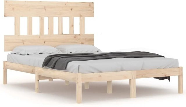 vidaXL Massivholzbett aus Kiefernholz in Braun mit rustikaler Optik, B/T/H: 120 x 190 x 125,5 cm - Bild 1