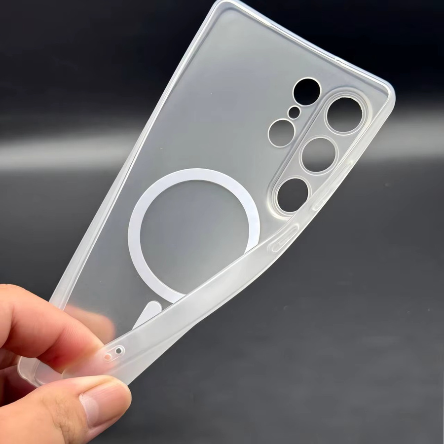 Magnetische TPU Handyhülle für Samsung S26Fe S25 Ultra S24 S23 Plus, mattiert und durchscheinend, Farbe: Transparent/Weiß, kompatibel mit MagSafe - Bild 2