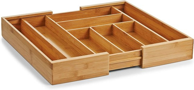 Zeller Besteckkasten ausziehbar aus Bambus in Natur, B/H/L: 35 x 6,5 x 43 cm - Bild 1