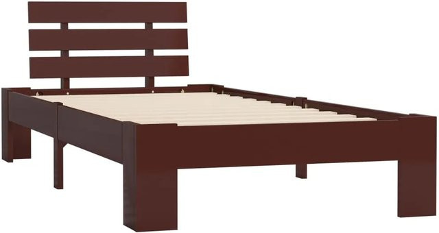 vidaXL Massivholzbett aus Kiefer in Dunkelbraun, B/T/H: 90 x 200 x 66 cm - Bild 1