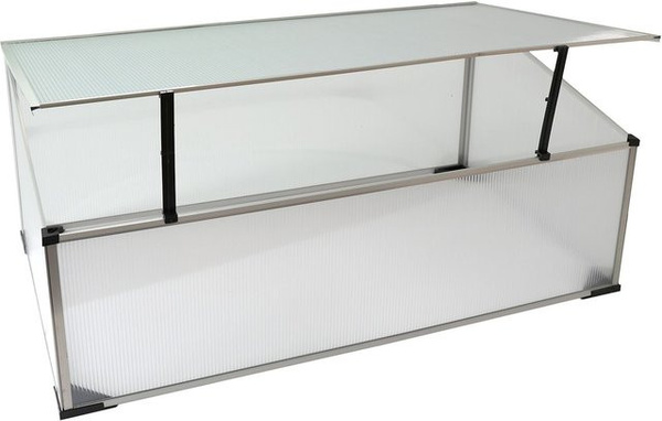 Lemodo Frühbeet aus Aluminium mit Aufstelldach in Silber