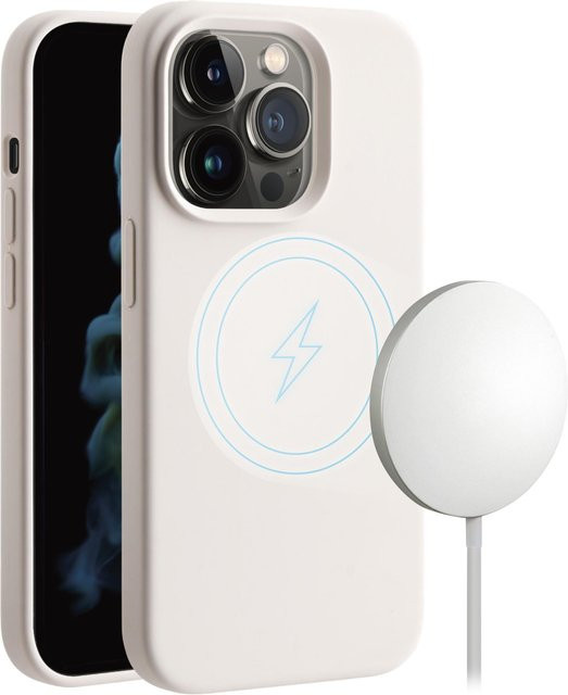 Vivanco Mag Hype Cover für iPhone 14 Pro Max mit Magnetic Wireless Charging Support in Beige - Bild 1