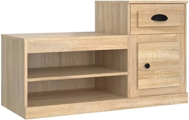 vidaXL Schuhschrank Sonoma-Eiche in Braun aus Holzwerkstoff mit Schwenktüren, B/T/H: 100 x 42 x 60 cm - Bild 1
