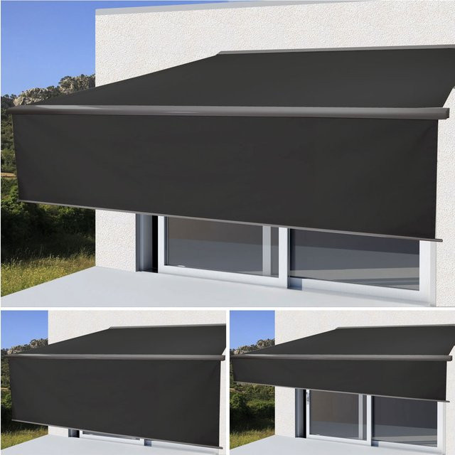 Elektrische Vollkassetten-Markise H124 mit ausfahrbarem Volant, B/T: 5 x 3 m, Polyester, Anthrazit Grau - Bild 1