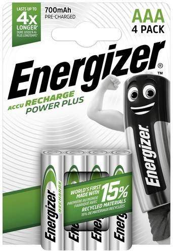 Energizer Power Plus AAA Akku NiMH 700 mAh 4 Stück Multicolor - Bild 1