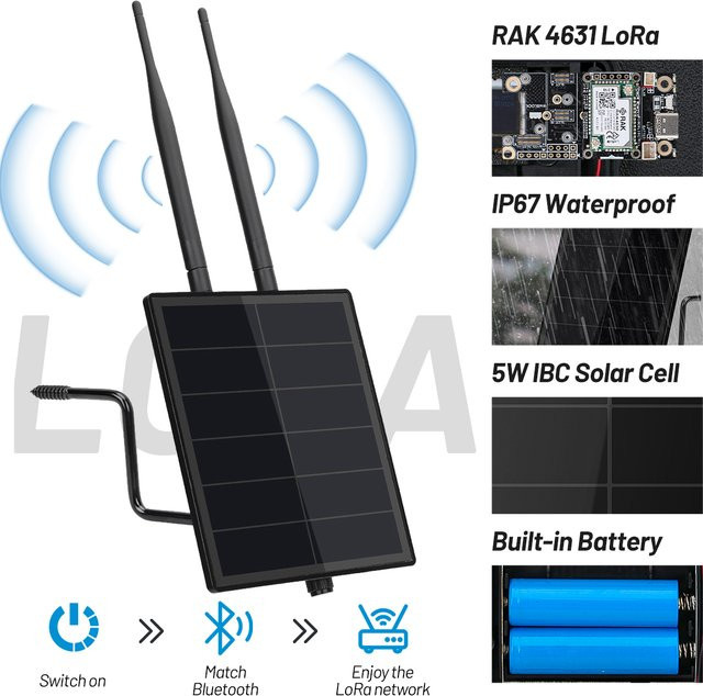 RAK D5 LoRa Solarbetriebener LoRa-Knoten-Repeater mit Wisblock RAK19007 RAK4630 SX1262 Entwicklungsboard in Schwarz - Bild 1