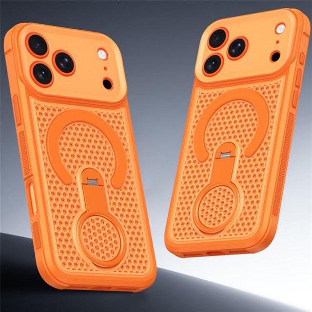 Stoßfeste iPhone Handyhülle mit Wärmeableitendem Netz zur Kühlung in Orange für Apple iPhone 11 bis iPhone 17 Pro Max Plus - Bild 1