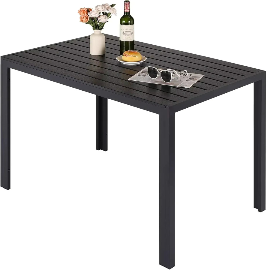 Homfa Esstisch für den Außenbereich aus Aluminium in Schwarz, rechteckig, B/T/H: 110 x 70 x 73 cm - Bild 2