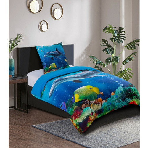 Sanilo Bettwäsche 2-teilig Delphin Blau aus Baumwolle, B/H: 135 x 200 cm und 80 x 80 cm - Bild 3