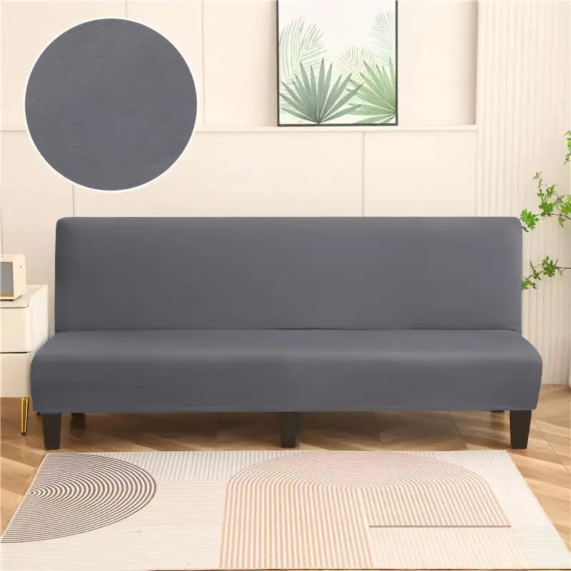 Elastischer Sofabettbezug für armlose Couches, unifarbene Tagesdecke aus Polyester, rutschfest und abnehmbar, Größe S - Bild 1