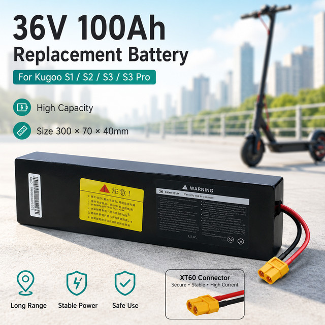 Kugoo Ersatzakku 36V 100000mAh 10S3P Li-Ionen-Pack für Scooter S1 S2 S3 in Schwarz - Bild 1