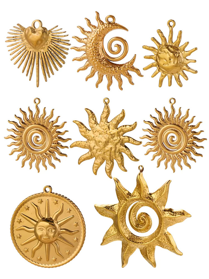 Elomia Anhänger Edelstahl, Sonne-Mond-Form, Gold, Unisex - Bild 1