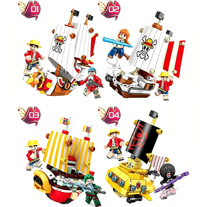 Bandai One Piece Piratenschiff Thousand Sunny Going Merry, Mikro-Bausteine Montagemodell, Figuren-Sets - Bild 2