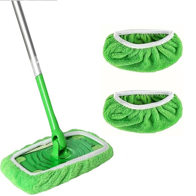Untior Mikrofaser-Mopp-Pads für Swiffer, waschbare Ersatzlappen in Grau und Grün, 25,4 cm - Bild 1
