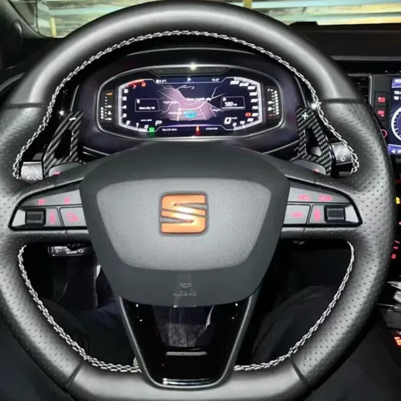 Carbon Fiber Print Lenkrad mit ABS Paddle Shift für Seat Leon Cupra 4F 5F MK3 MK4 Ibiza 6F Arona Ateca Leon ST Alhambra in Schwarz - Bild 5