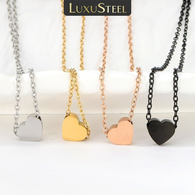 LUXUSTEEL Halskette Edelstahl, Silber, Damen, Herz Mond Kreuz Anhänger - Bild 1