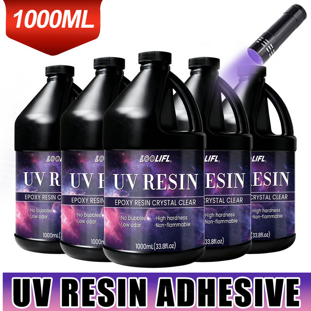 LOOLIFL UV-Epoxidharz-Kleber transparent 1000 ml für DIY Schmuckherstellung und Handwerk - Bild 1