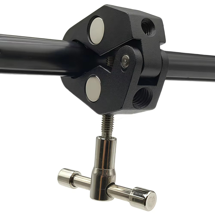 VeFly Multifunktionale Metall-Klemme aus Aluminiumlegierung mit 3/8 und 1/4 Zoll Schraubengewinde in Schwarz für Stativ und DSLR Kamera - Bild 3