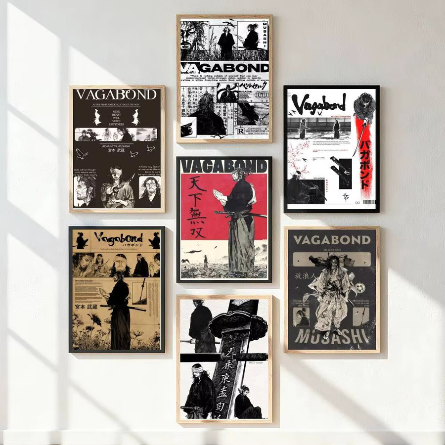 Kayou Japanischer Anime Vintage Manga Miyamoto Musashi Vagabond Bushido Krieger Poster Kunstdruck aus Papier - Bild 5