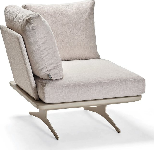 Stern Eckelement Enya Lounge aus Aluminium in Greige mit Rückenteilen und Vanilla Kissen aus 100% Polyacryl - Bild 1
